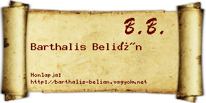 Barthalis Belián névjegykártya